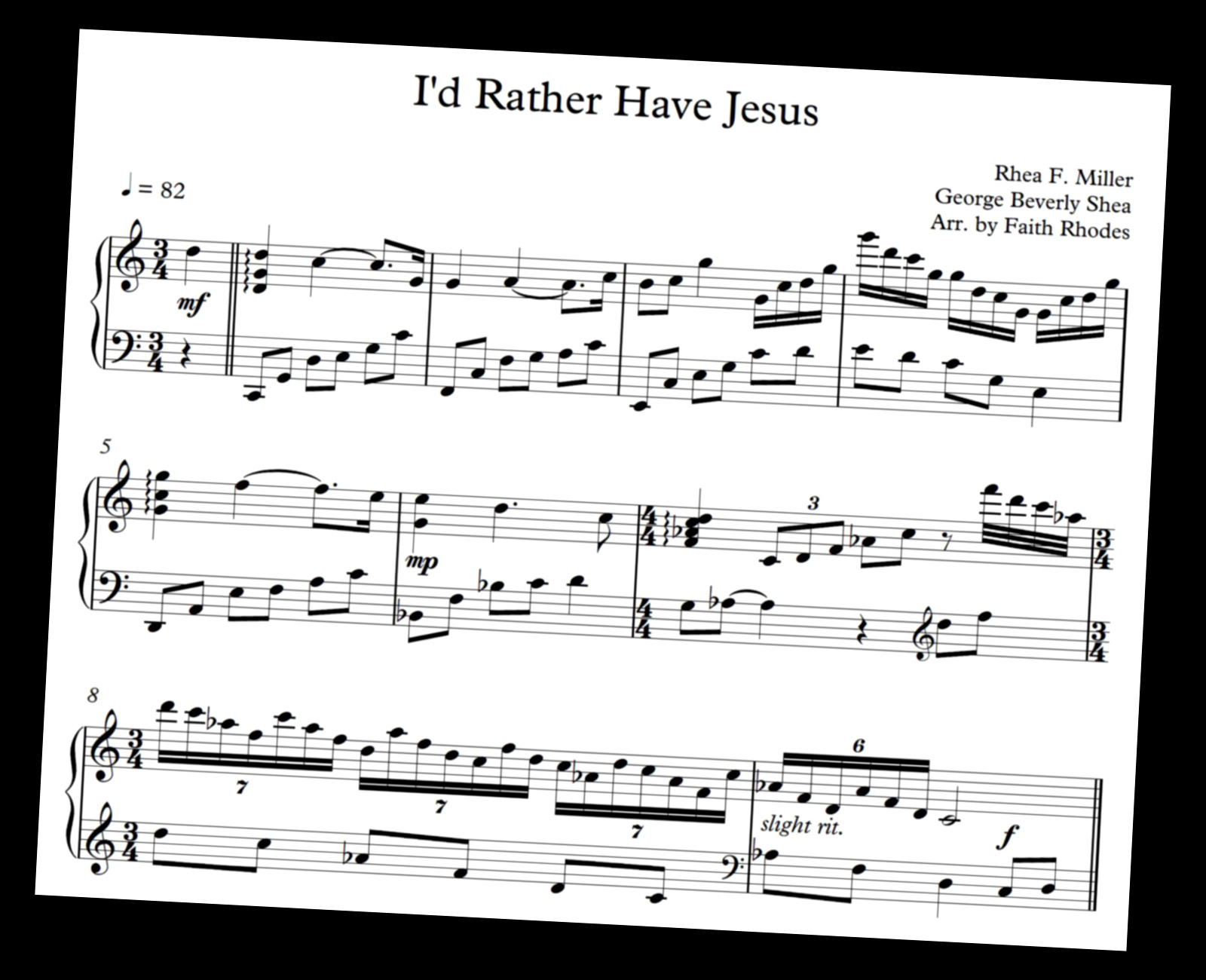 sheet music i'd rather have jesus